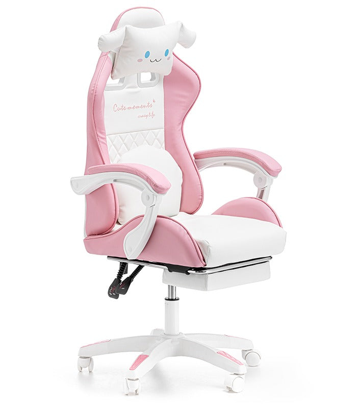 Gamingstuhl für Kinder mit ausziehbarer Fußstütze und Massagefunktion - pink