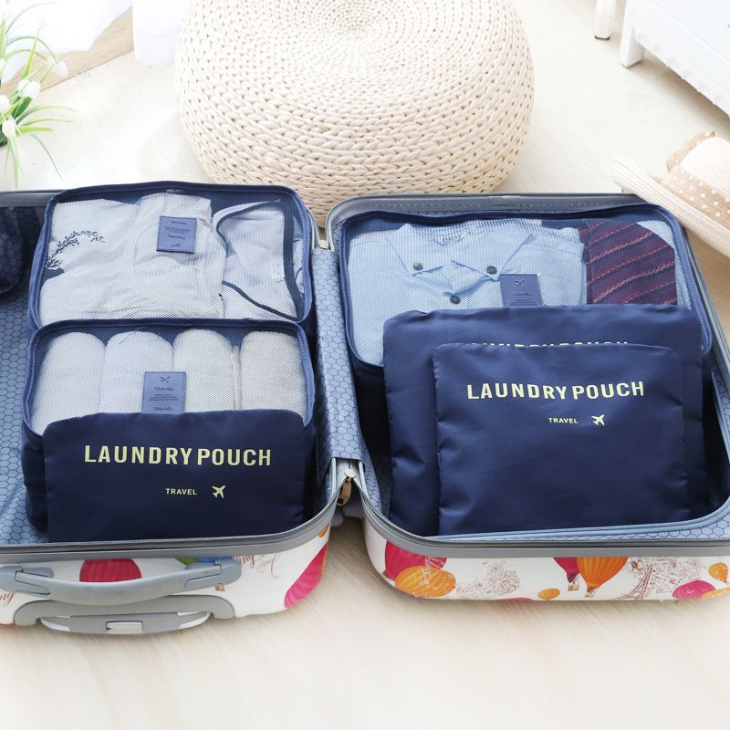 Ein Set Reise-Organizer für einen Koffer und einen Kleiderschrank (6 Stück) – dunkelblau – Produktabbildung 2