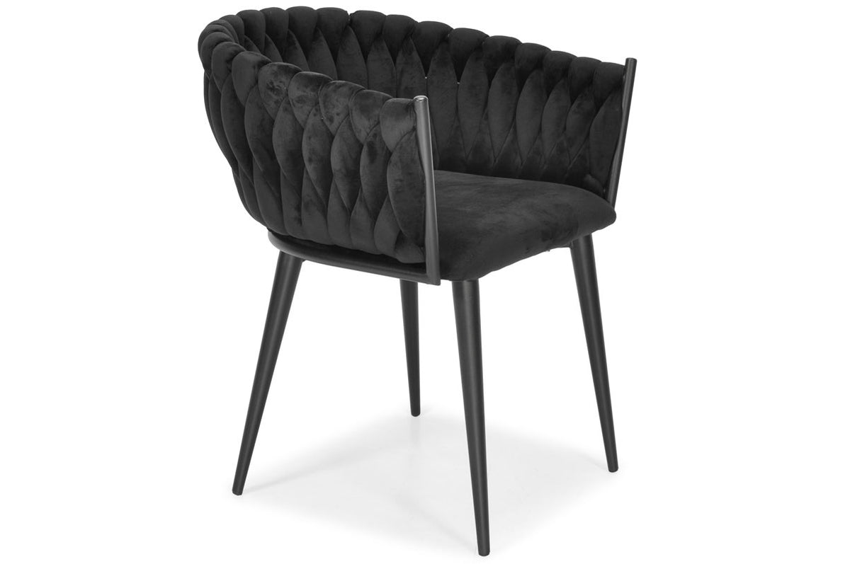 Glamour-Stuhl für Wohnzimmer und Küche, modern, aus Samt, schwarze Beine, schwarzer Samt – Produktabbildung 4