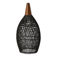Rustikale Rattan-Pendelleuchte – 25cm (schwarze Farbe)