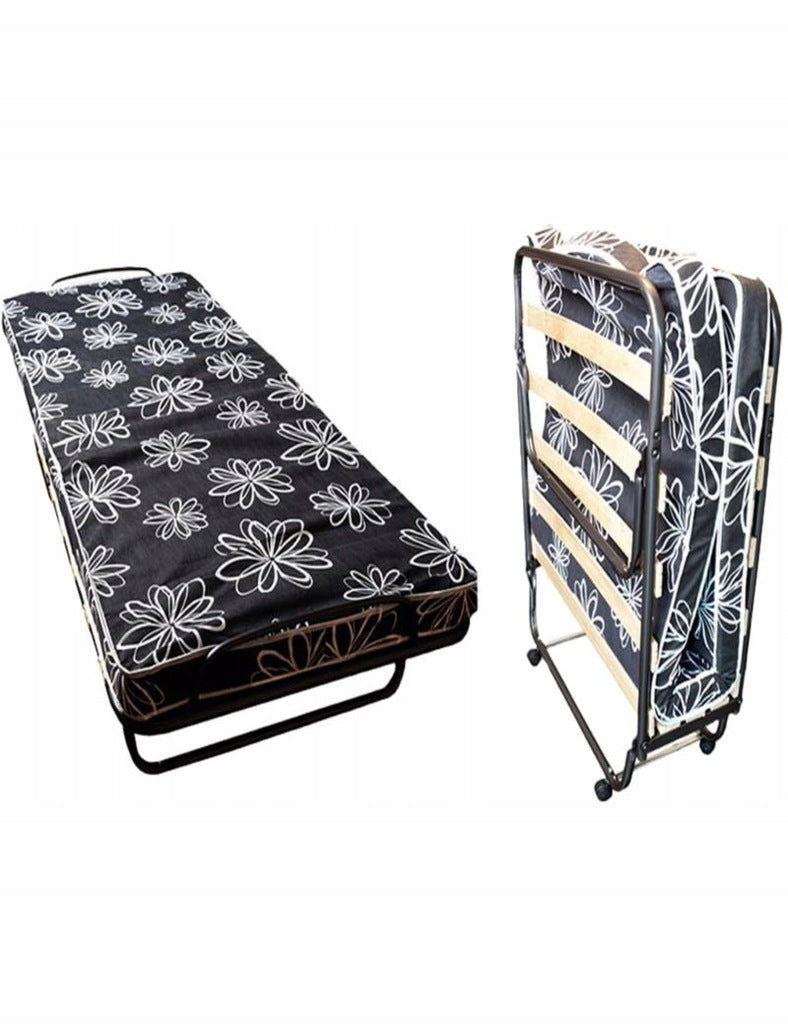 Klappbares Gäste-/Campingbett mit Matratze und Rollen 80×190 cm – Grau – Produktabbildung 3