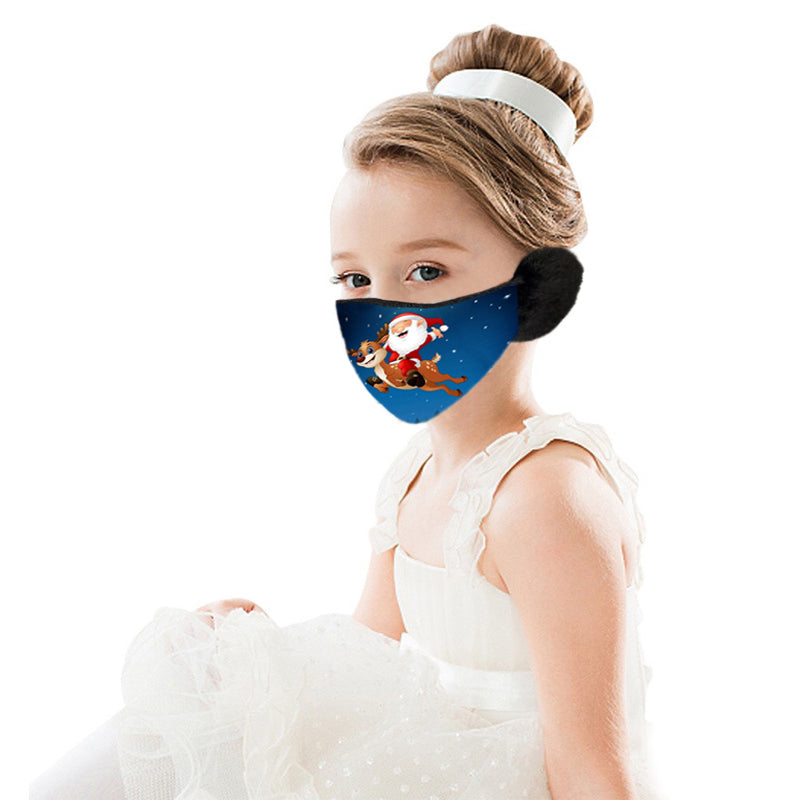 Weihnachtsmaske / Gesichtsmaske für Kinder mit Ohrenklappen – Weihnachtsmann