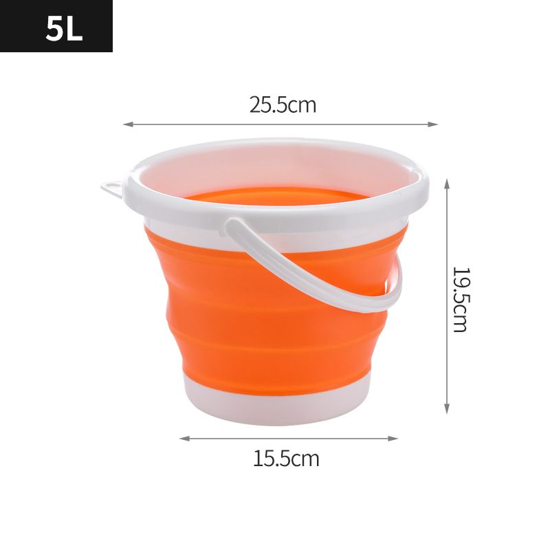 Silikoneimer 5L faltbar – orange und weiß