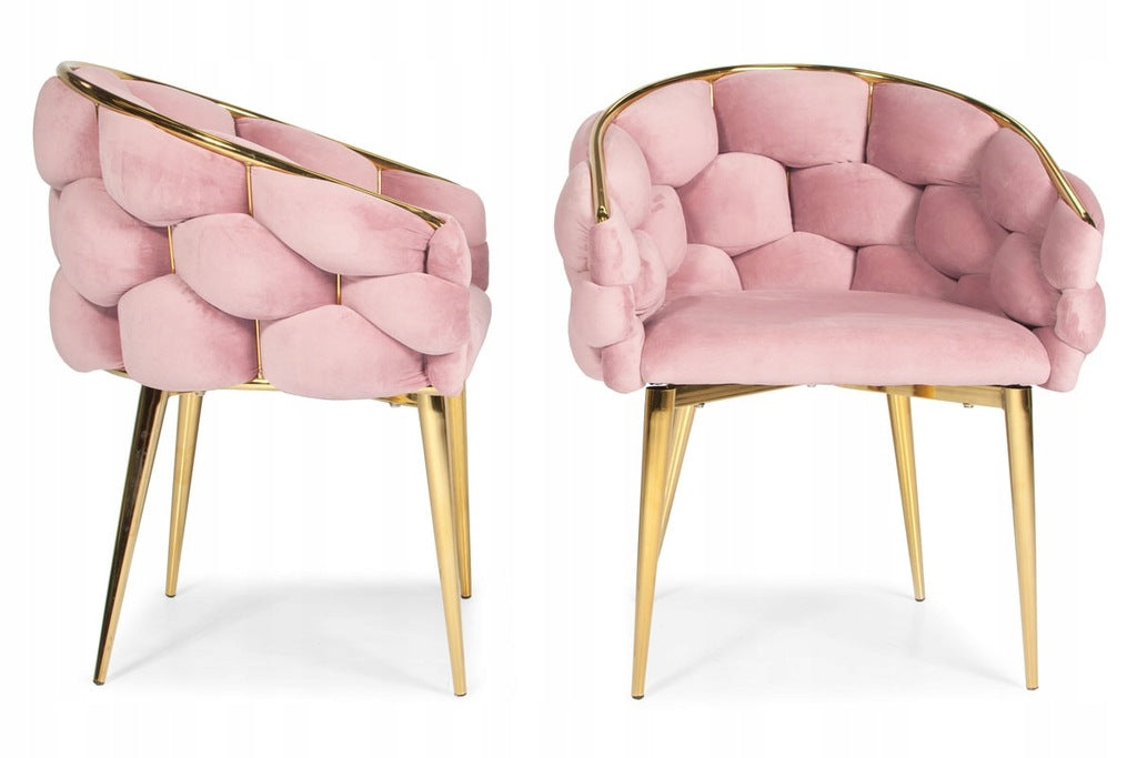 Balloon Velvet Chair, Pink – goldfarbene Glamour-Beine, Schalensitz, für Esszimmer/Wohnzimmer, 70 × 60 × – Produktabbildung 4