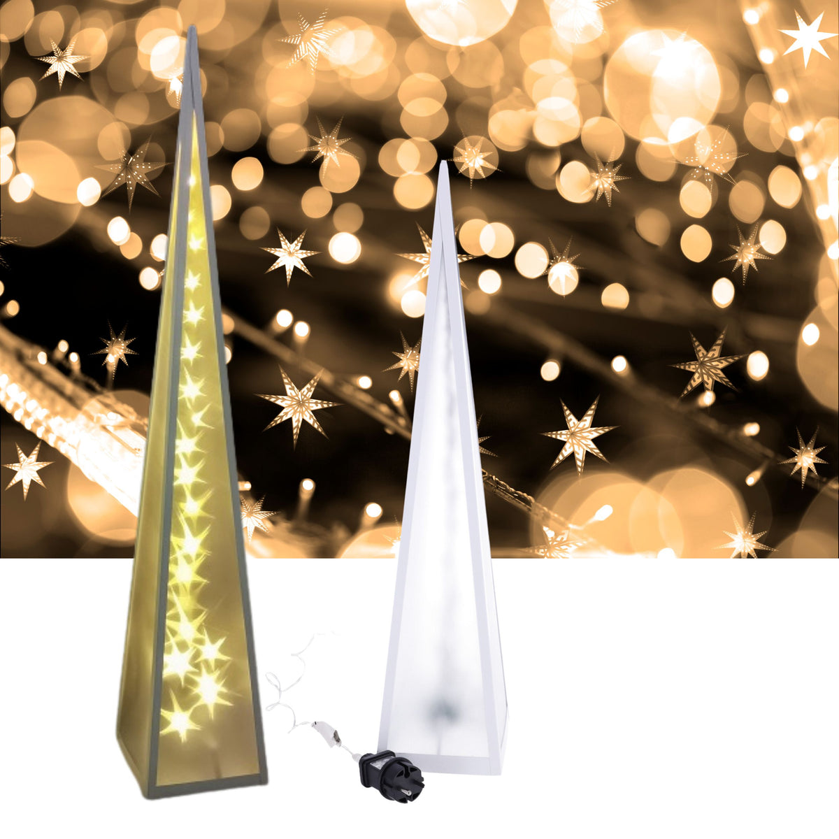 Weihnachts-LED-Lampe mit rotierenden Sternen 45cm