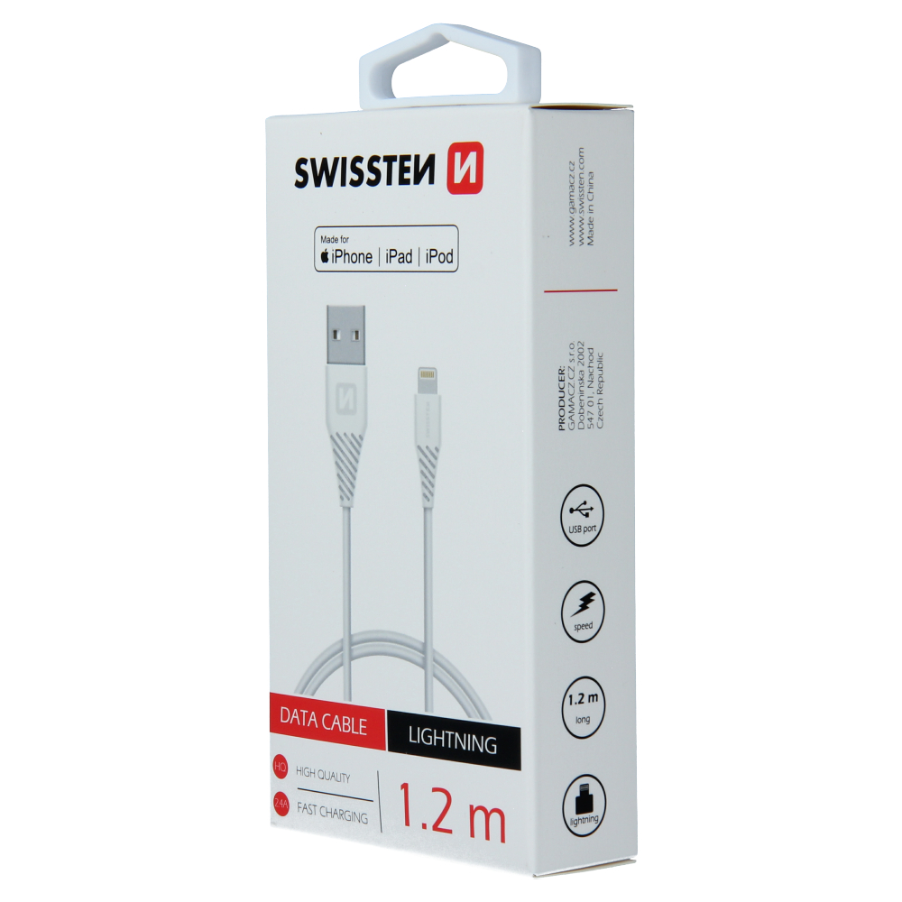 Kabel / USB-Kabel / Lightning MFI 1.2 m Swissten - weiß – Produktabbildung 2