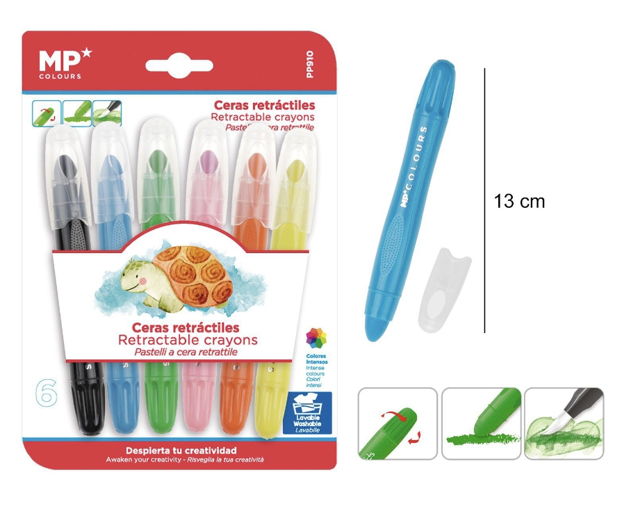 Drehbare Wachsmalstifte – 6 Farben