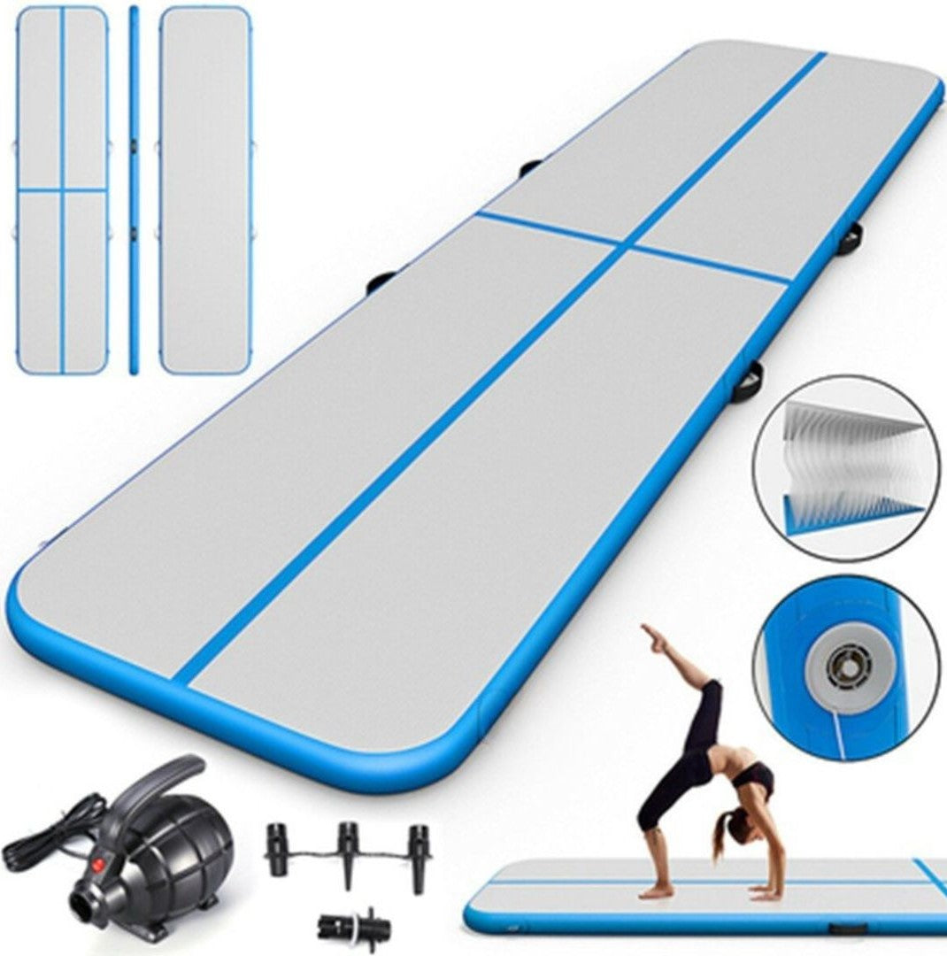 AIRTRACK GYMNASTIKMATTE, AKROBATIKBAHN, BLAU, 400X100X20