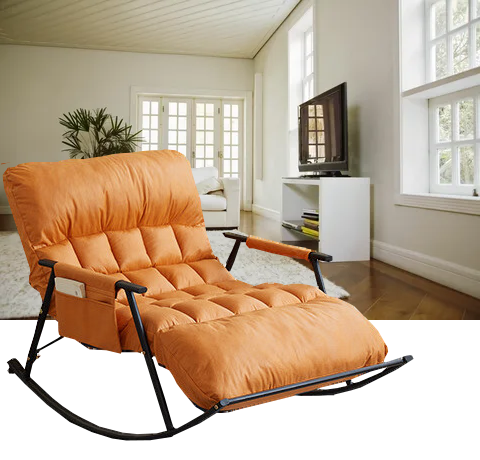 Doppel-Schaukelstuhl mit schwarzem Metallgestell – Orange – Produktabbildung 2