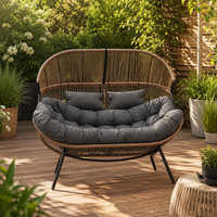Modernes Gartensofa / Doppel-Kuschelsessel in Cocoon-Form – Naturbraun & Graphit – Produktabbildung 5