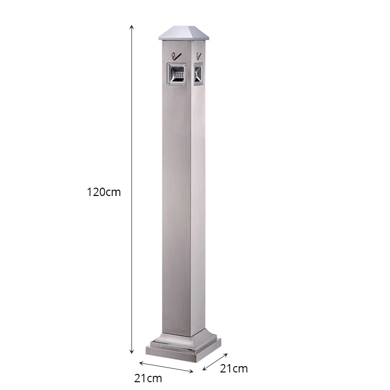 Abfallsäule / Aschenbecher – silber – Produktabbildung 2