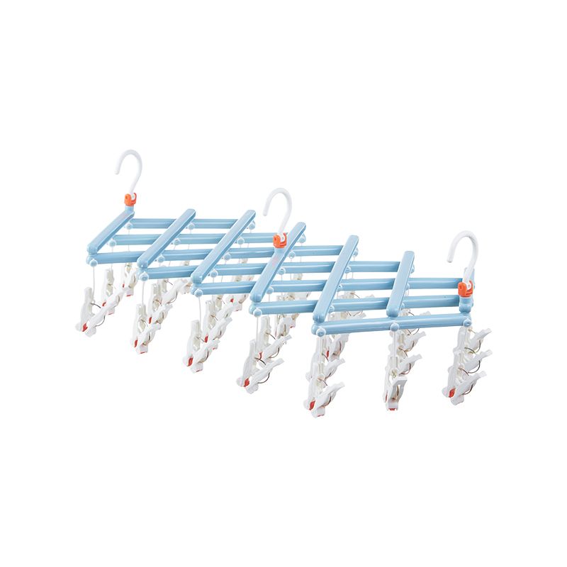 Praktischer faltbarer Kleiderbügel mit Clips, 29 Clips, hellblau