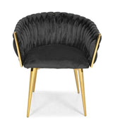Samtstuhl GLAMOUR – goldene Beine, modernes Schwarz – Produktabbildung 2