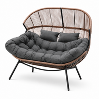 Modernes Gartensofa / Doppel-Kuschelsessel in Cocoon-Form – Naturbraun & Graphit – Produktabbildung 4