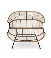 Modernes Gartensofa / Doppel-Kuschelsessel in Cocoon-Form – Naturbraun & Graphit – Produktabbildung 7