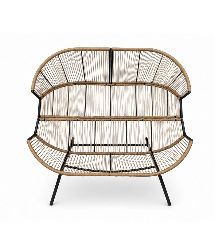 Modernes Gartensofa / Doppel-Kuschelsessel in Cocoon-Form – Naturbraun & Graphit – Produktabbildung 7