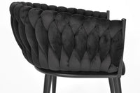 Glamour-Stuhl für Wohnzimmer und Küche, modern, aus Samt, schwarze Beine, schwarzer Samt – Produktabbildung 8