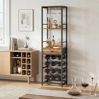 HOMCOM Weinbar-Schrank mit Schublade, Industrieller Barschrank, Weinregal für 12 Flaschen, Glashalter – Produktabbildung 8