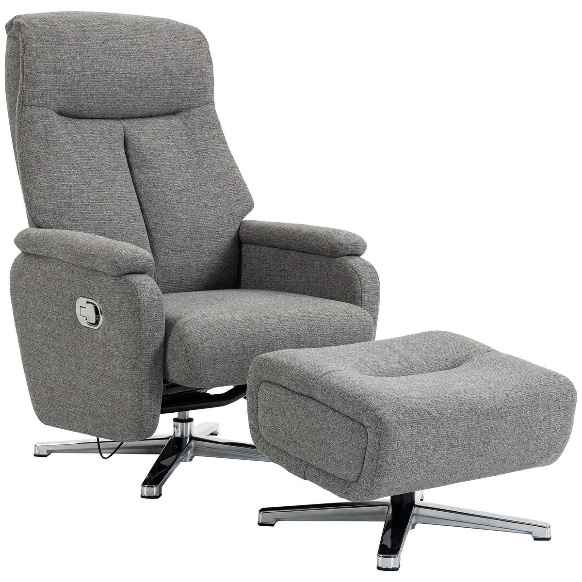 HOMCOM Relaxsessel manuell verstellbar Loungesessel mit Hocker Dunkelgrau