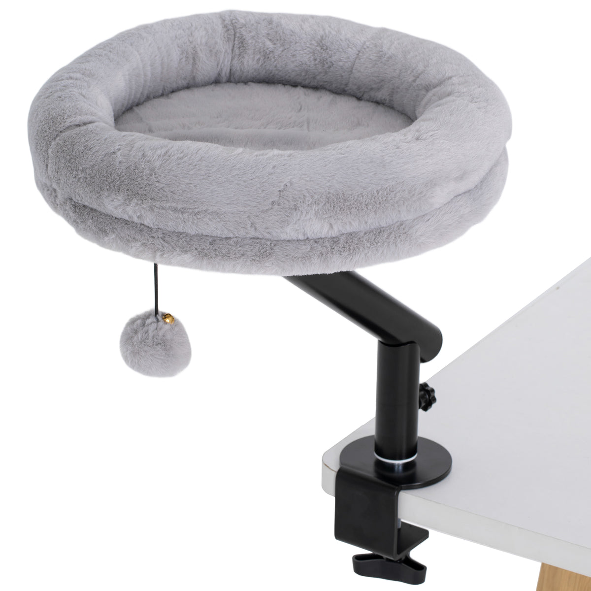 PawHut Katzen-Schreibtischbett, Katzenbett für Schreibtisch mit 360°Drehung, verstellbarer Höhe, Katzenliege