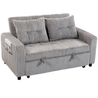 HOMCOM 2-Sitzer Sofabett, Cordbezug, zum Schlafsofa umwandelbar, 2 Kissen, Seitentaschen, 157 x 190 cm – Produktabbildung 10