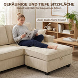 HOMCOM Ecksofa 216 cm 3-Sitzer L-Form Sofa mit Umkehrbarem Aufbwahrungshocker, Cord-Optik, Breiter – Produktabbildung 16