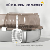 PawHut Katzenklo Edelstahl, Katzentoilette mit hohem Rand, Wanne, inklusive Schaufel, für große Katzen – Produktabbildung 6