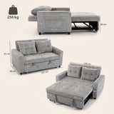 HOMCOM 2-Sitzer Sofabett, Cordbezug, zum Schlafsofa umwandelbar, 2 Kissen, Seitentaschen, 157 x 190 cm – Produktabbildung 3