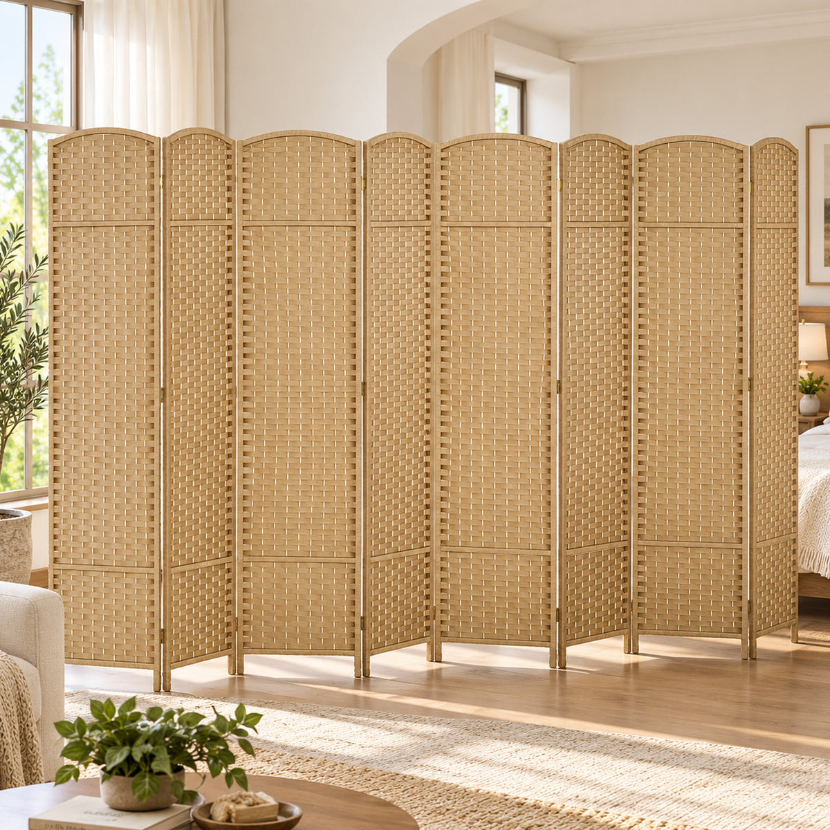 HOMCOM 8-teiliger Raumtrenner, Faltbarer Sichtschutz, Sichtschutzwand für Wohnzimmer, Schlafzimmer – Produktabbildung 2
