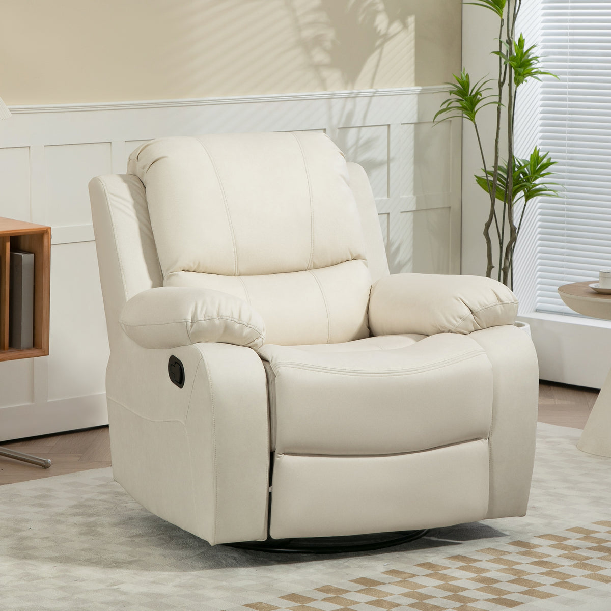 HOMCOM Relaxsessel, verstellbare Lehne & Fußstütze, drehbar, bis 150 kg, Stahlrahmen, 93x100x98cm – Produktabbildung 2