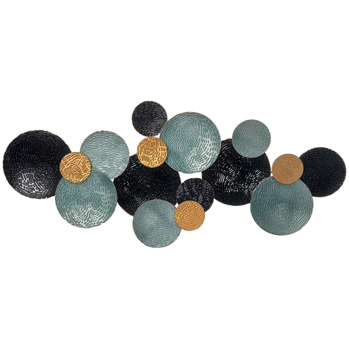 HOMCOM 3D-Wanddekoration mit Kreisen 121 cm x 4 cm x 53 cm Metall Blau + Schwarz