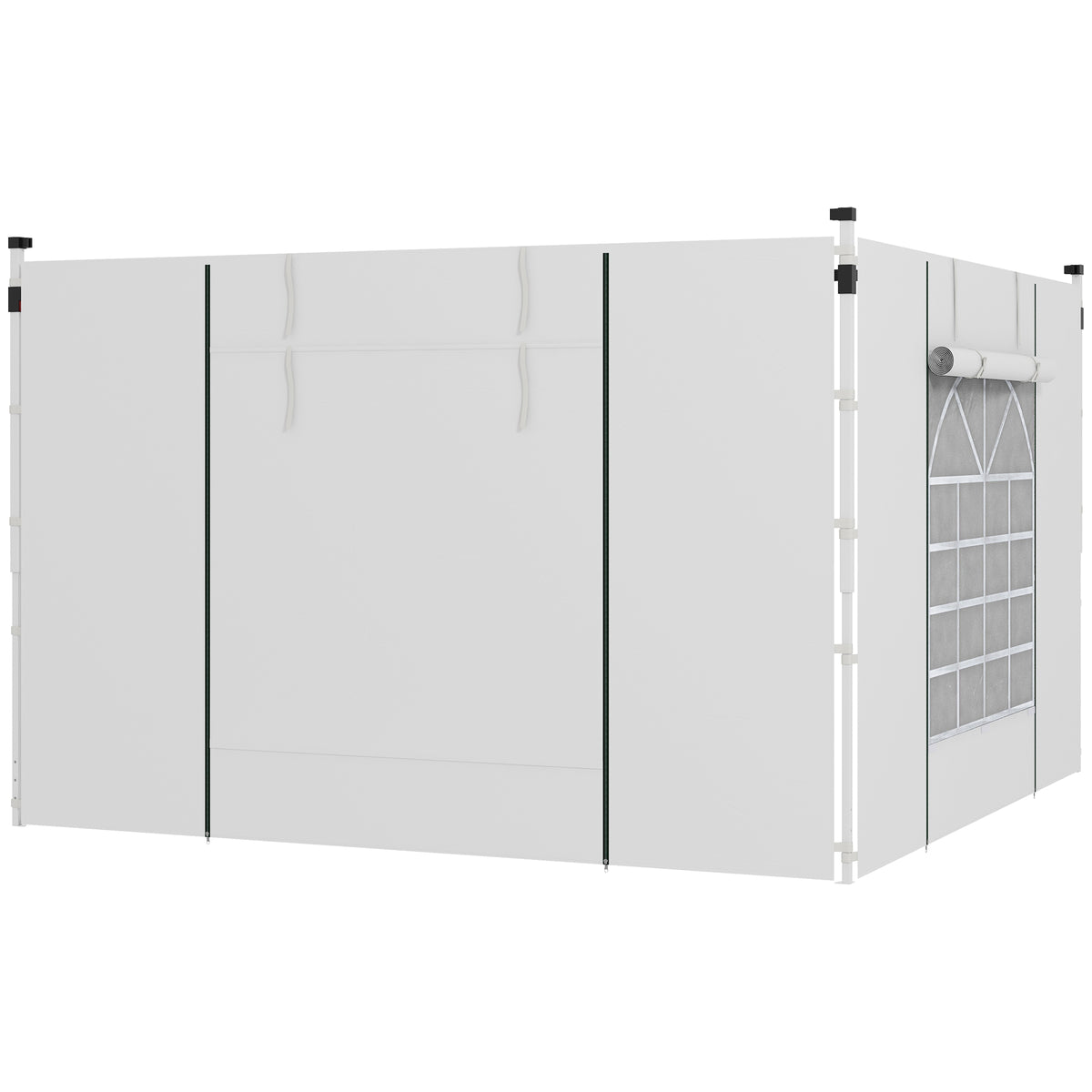 Outsunny Pavillon-Vorhänge, 2er-Set, für 3x6m oder 3x3m Gartenpavillons, mit Fenstern und Türen, Weiß