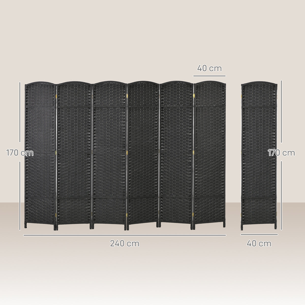 HOMCOM 6-teiliger Raumtrenner, Faltbarer Sichtschutz, Sichtschutzwand für Wohnzimmer, Schlafzimmer – Produktabbildung 3
