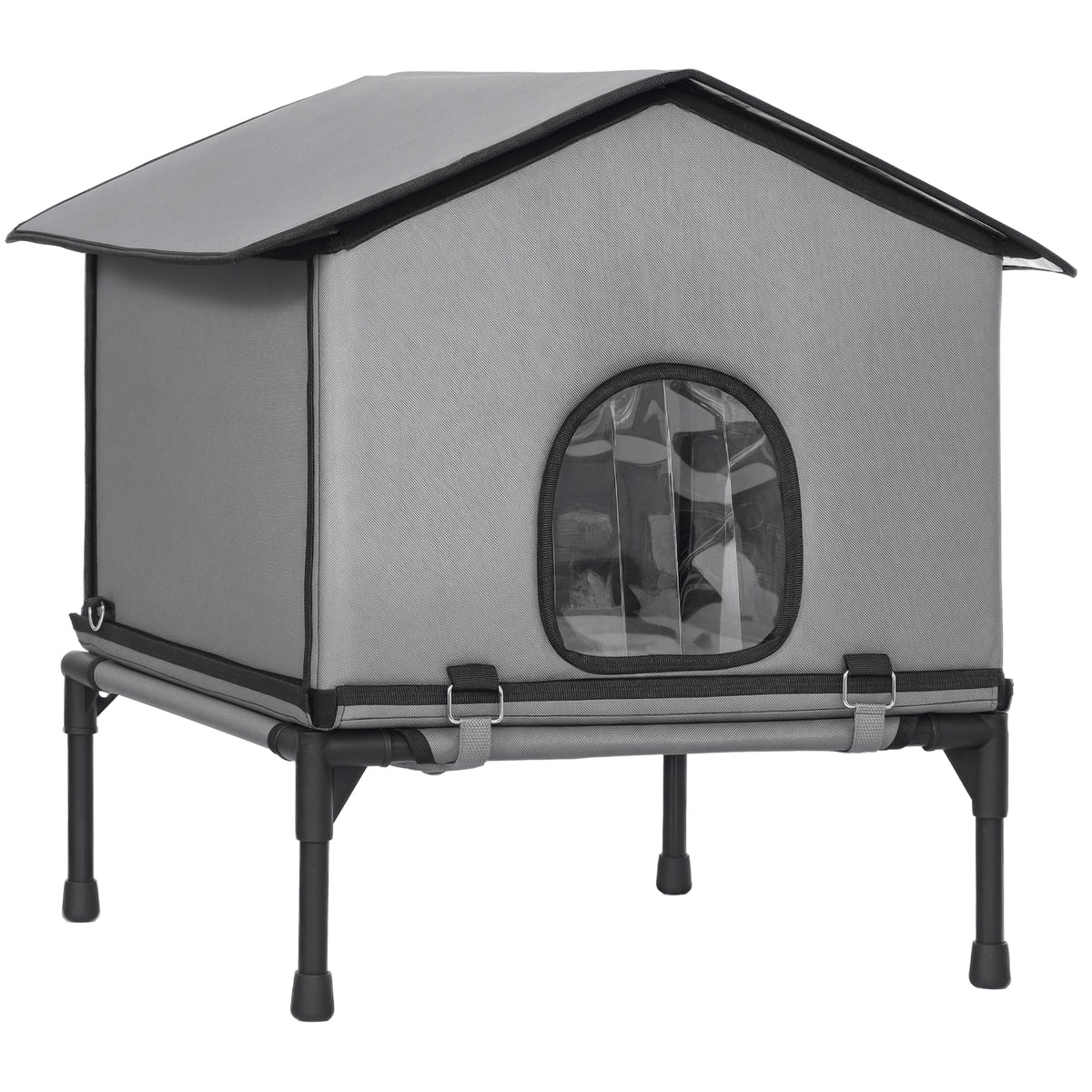 PawHut Katzenhaus klappbar Katzenhütte mit Kissen, Erhöhtes wasserabweisend Katzenhöhle 62 x 58,5 x 60 cm