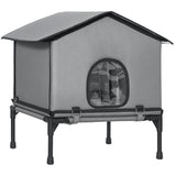 PawHut Katzenhaus klappbar Katzenhütte mit Kissen, Erhöhtes wasserabweisend Katzenhöhle 62 x 58,5 x 60 cm