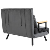 HOMCOM Schlafsofa 2er-Sofa Samtsofa, Schlaffunktion, inkl. 2 Kissen, Samtoptik, Natur + Dunkelgrau + – Produktabbildung 10