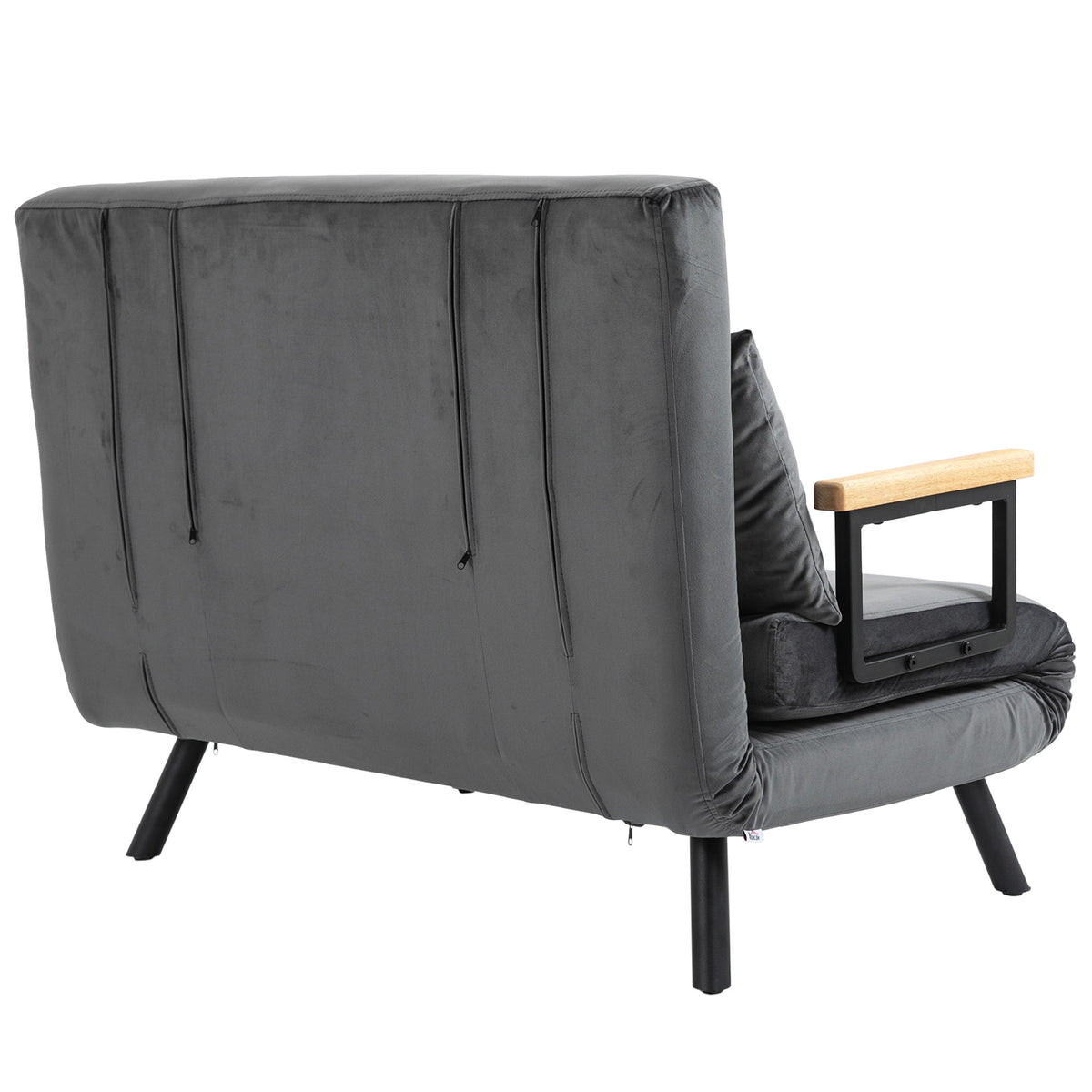 HOMCOM Schlafsofa 2er-Sofa Samtsofa, Schlaffunktion, inkl. 2 Kissen, Samtoptik, Natur + Dunkelgrau + – Produktabbildung 10