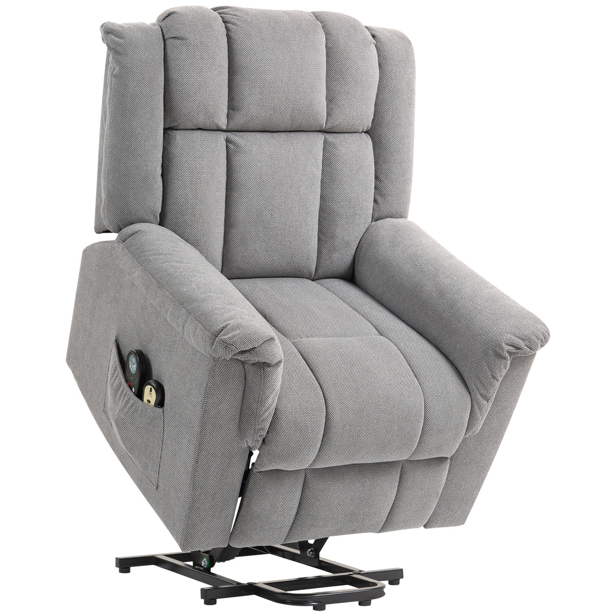 HOMCOM Powerlift-Sessel, Massagesessel mit Wärmefunktion, Polstersessel mit Fußstütze, Seitentasche