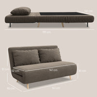 HOMCOM Schlafsofa, Gästebett, 3-fach verstellbare Rückenlehne, Kordoptik, bis 120 kg, 141 x 90 x 81 cm – Produktabbildung 3