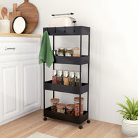 HOMCOM Küchenwagen mit 4 Regalen, 4 flexiblen Haken, 4 Rollen, 40 cm x 19 cm x 90 cm, Nischenwagen – Produktabbildung 10