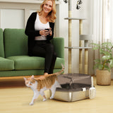 PawHut Katzenklo Edelstahl, Katzentoilette mit hohem Rand, Wanne, inklusive Schaufel, für große Katzen – Produktabbildung 10
