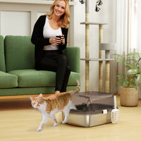 PawHut Katzenklo Edelstahl, Katzentoilette mit hohem Rand, Wanne, inklusive Schaufel, für große Katzen – Produktabbildung 10