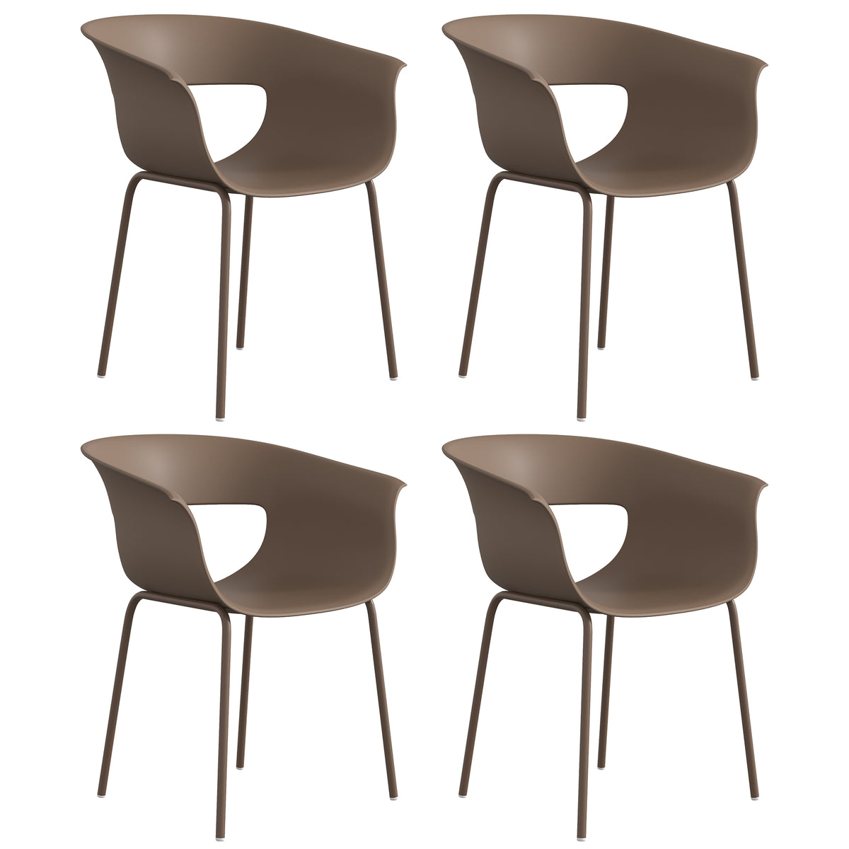 Outsunny Gartenstühle 4er Set ergonomisch Balkonstühle mit Ausschnittdesign Armlehne Wetterfest rostbeständig