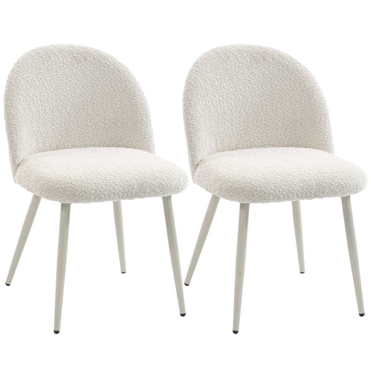 HOMCOM Esszimmerstühle, Küchenstühle, weich gepolstert mit Chenille, 50,5 x 57,5 x 78,5 cm, Cremeweiß