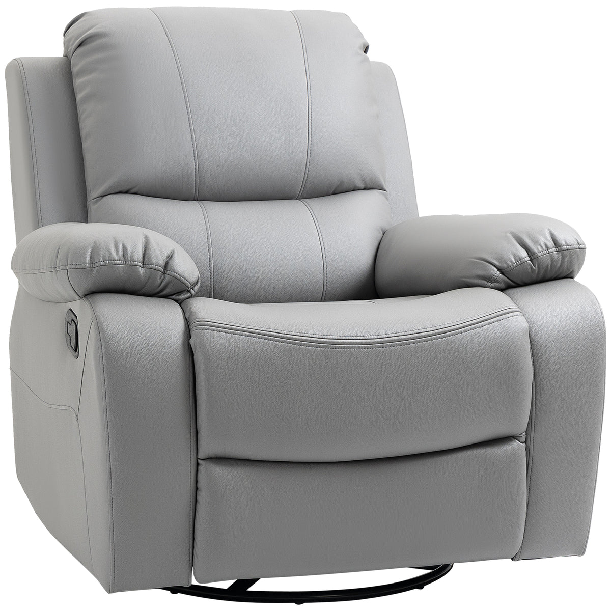 HOMCOM Relaxsessel, Liegesessel, neigbare Rücklehne, drehbar, Wippfunktion, mit Fußstütze, Stahl, grau, 93 x