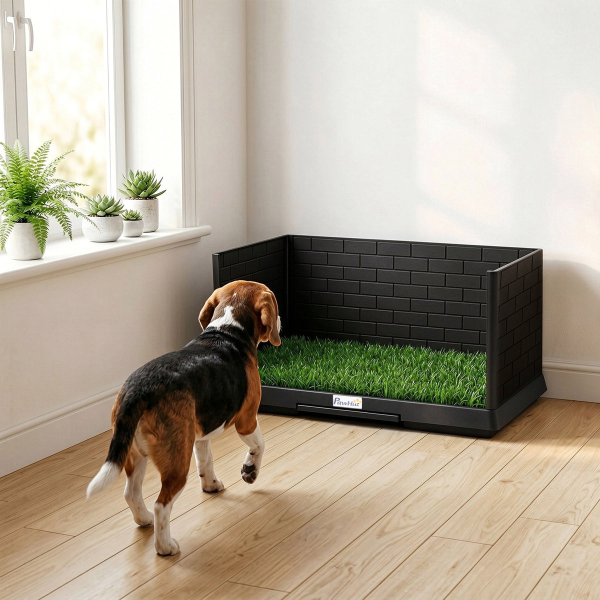 PawHut Hundetoilette 75 x 51 cm Hundeklo mit Kunstrasen Welpentoilette mit hohen Wänden herausziehbarer – Produktabbildung 2