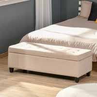 HOMCOM Polsterbank mit Stauraum, Knopfheftung, bis 120 kg, 125 x 49 x 41,5 cm, Beige – Produktabbildung 10