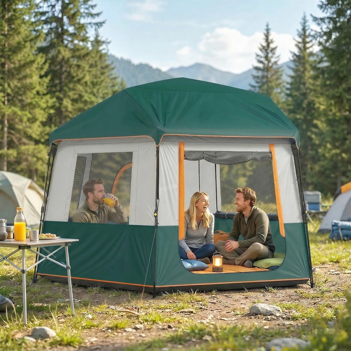 Outsunny Campingzelt für 4-6 Personen stabil 3000mm wasserdicht Familienzelt mit abnehmbarem oberen – Produktabbildung 2