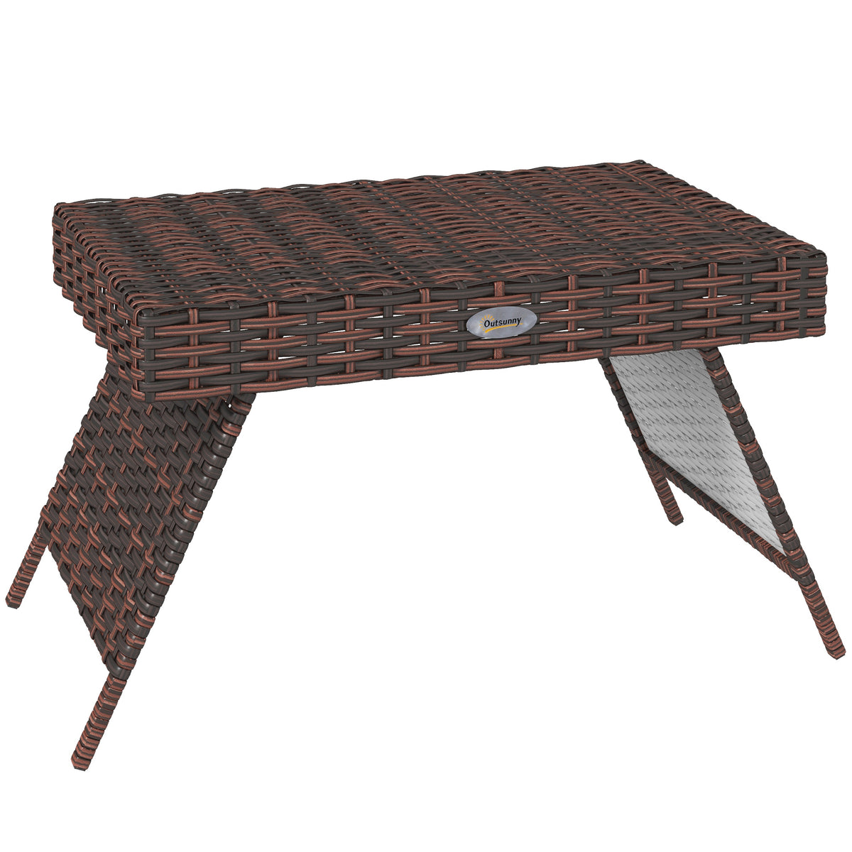Outsunny Gartentisch Outdoor-Couchtisch Outdoor-Beistelltisch, PE-Rattan, wetterbeständig, 60 cm x 41 cm x 41