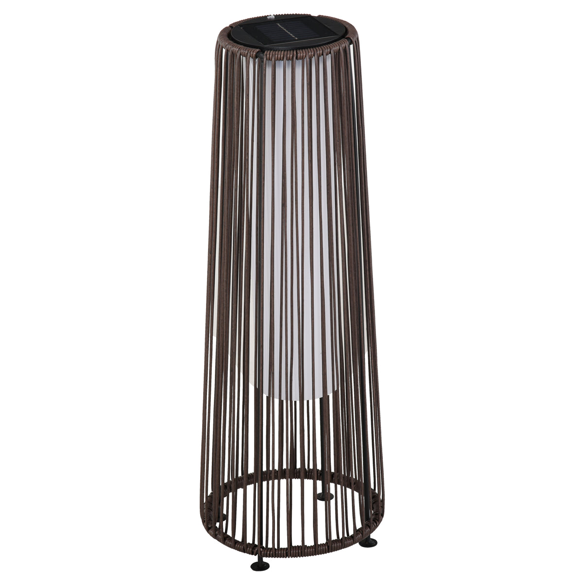 Outsunny Gartenleuchte, Außenlampe, solarbetrieben, 8 Stunden Betrieb, Automatikmodus, Rattanoptik, 21,5 x